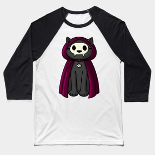 Black cat in robe and skull mask Baseball T-Shirt